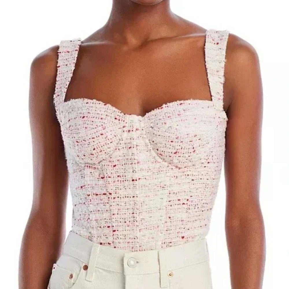 Aqua Tweed Sleeveless Top in Cream and Pink